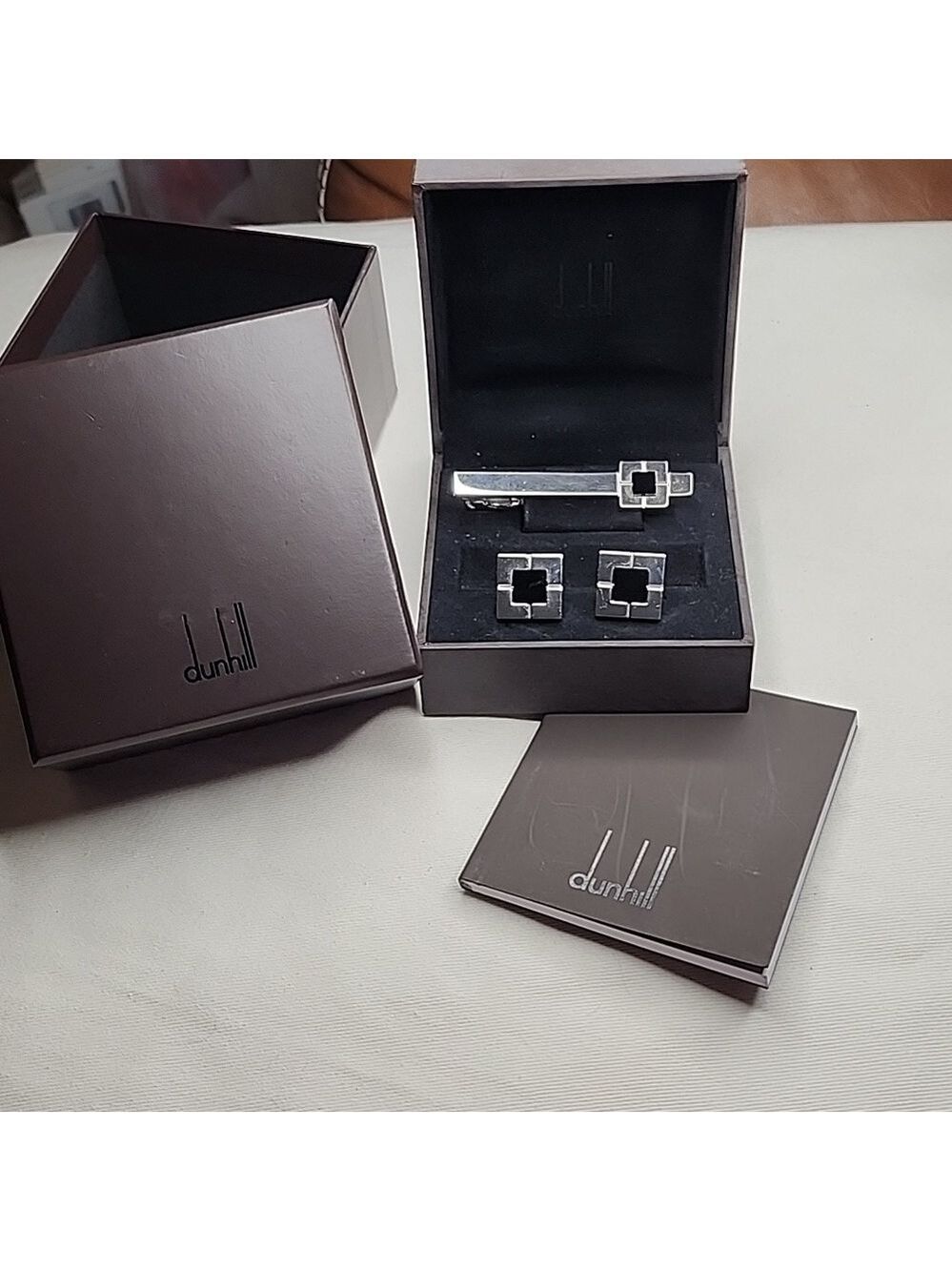 Dunhill 925 silver  cufflinks set with square onyx